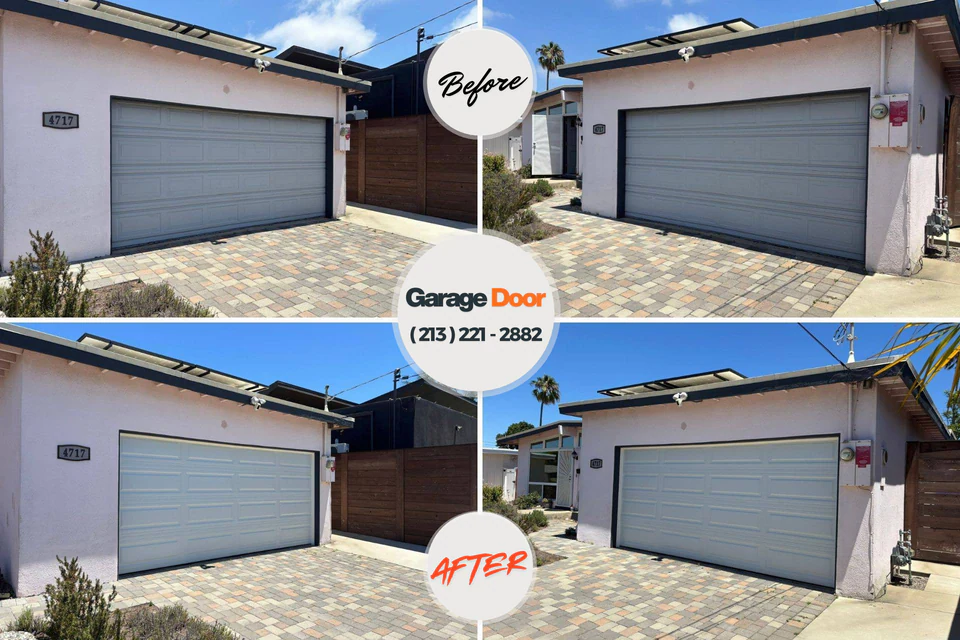 Before and after: garage door repair Bellows Falls, VT